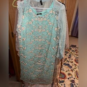 Blue agha noor kurti with shameez